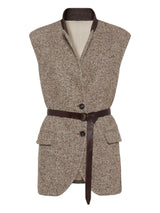 Flecked belted textured vest BRUNELLO CUCINELLI